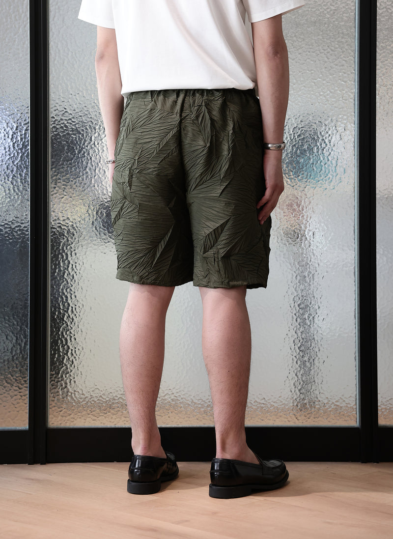 Distort Pleats Polyester Shorts