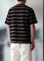 Jacquard Short Sleeves Border Top (Regular Fit)