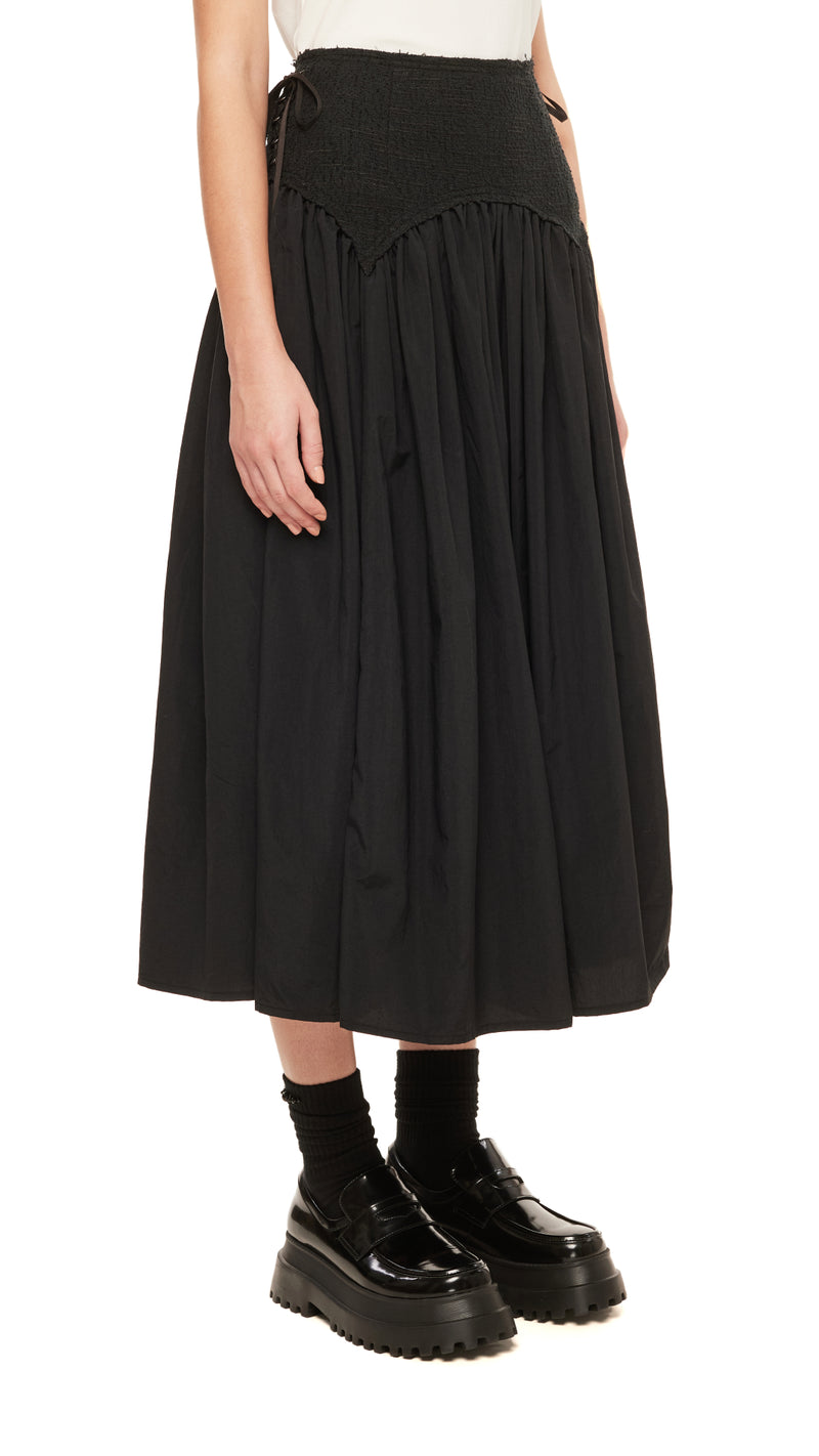 Tweed Lace-Up Skirt
