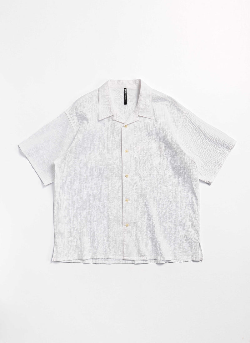 Cotton Nylon Seersucker Open Collar Shirt