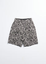 Cotton Embroidery Paisley Double Pleats Shorts