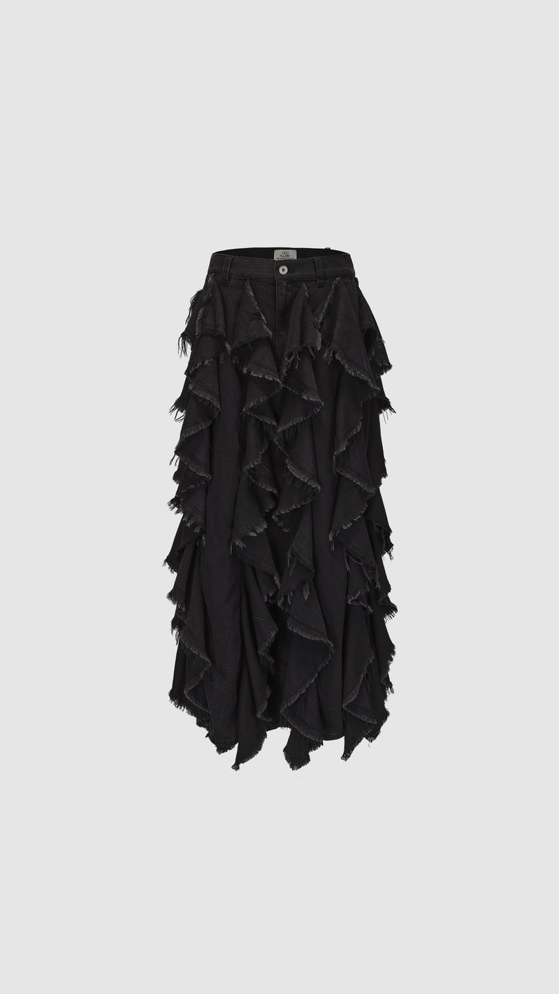 Ruffles Denim Skirt