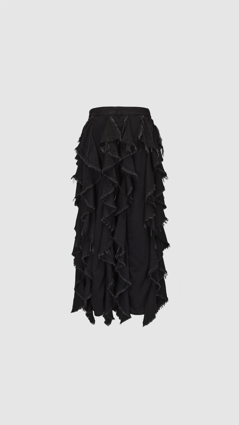 Ruffles Denim Skirt