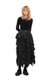 Ruffles Denim Skirt