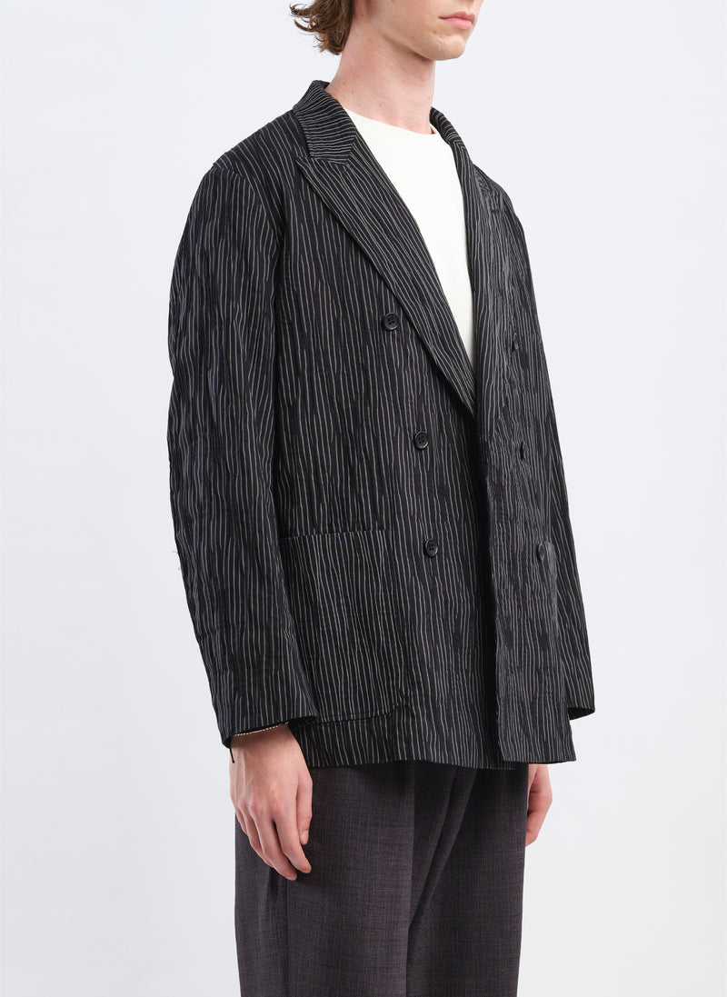 Distort Cotton Dobby Cloth Double Breasted Blazer