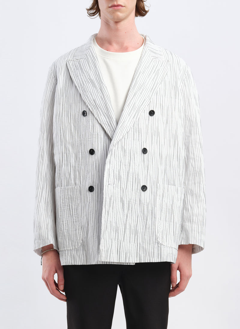 Distort Cotton Dobby Cloth Double Breasted Blazer