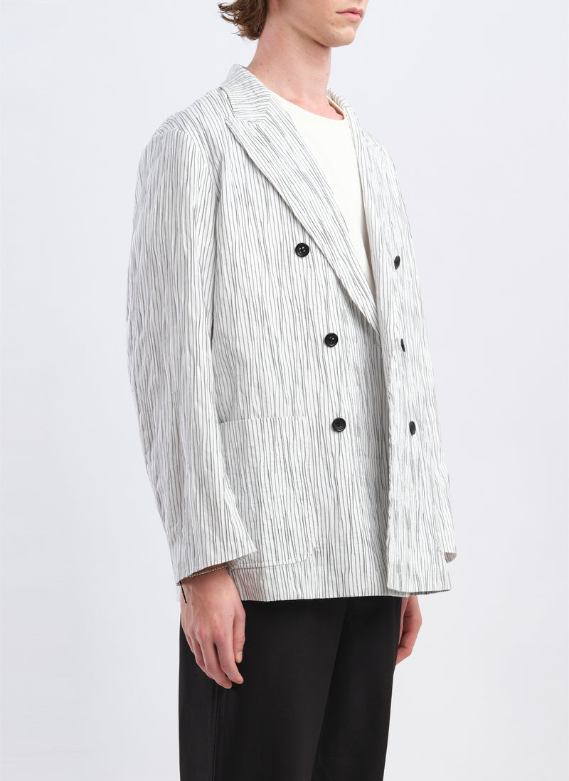 Distort Cotton Dobby Cloth Double Breasted Blazer