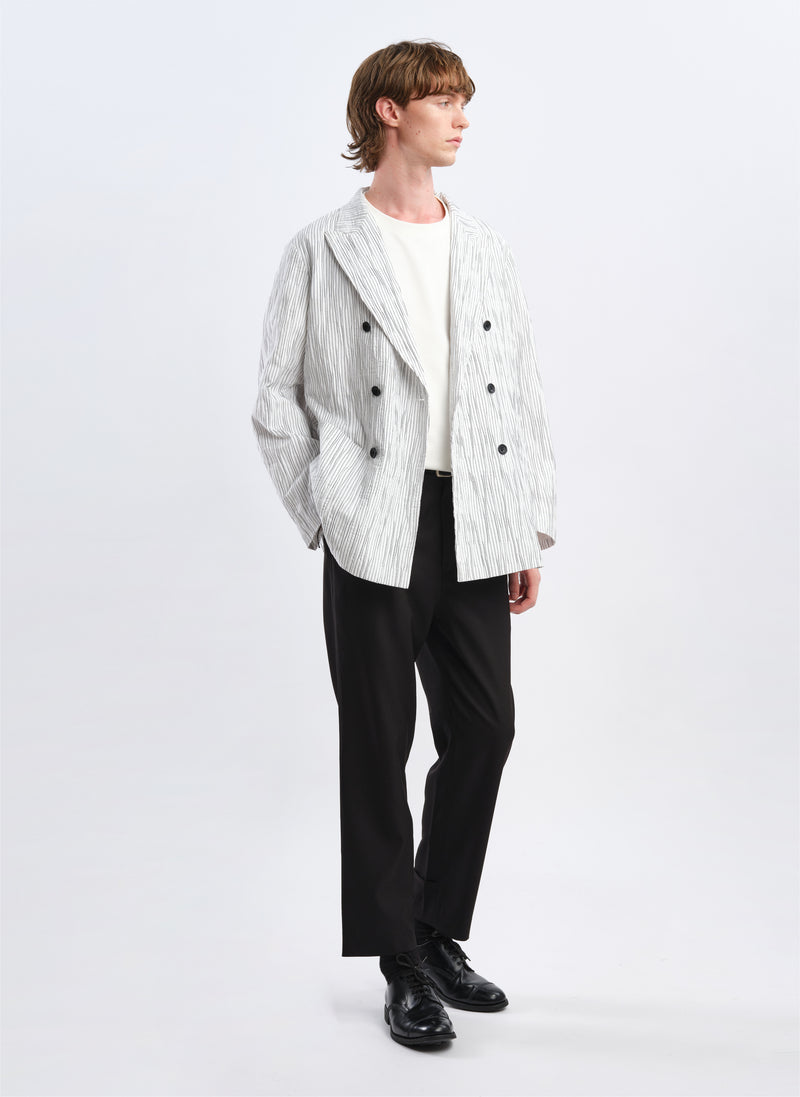 Distort Cotton Dobby Cloth Double Breasted Blazer