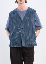 Indigo Cotton Polyester Jersey Waistcoat