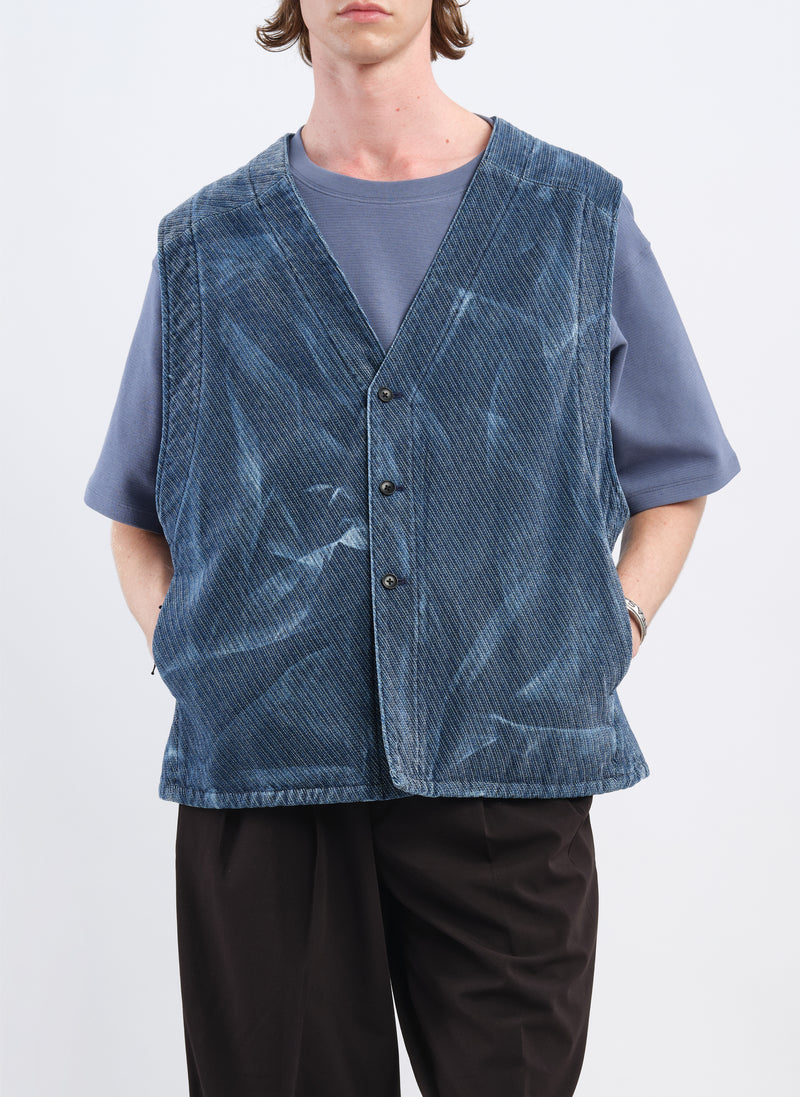 Indigo Cotton Polyester Jersey Waistcoat