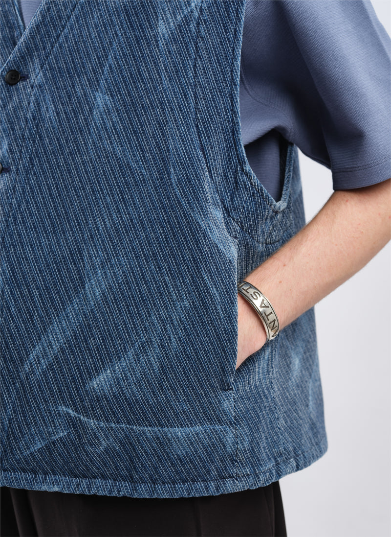 Indigo Cotton Polyester Jersey Waistcoat