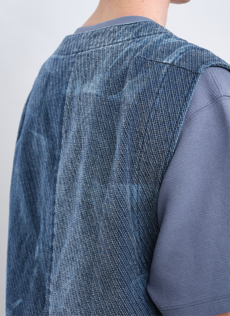 Indigo Cotton Polyester Jersey Waistcoat
