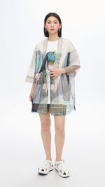 Mariko Enomoto Graphic Printed Mesh Kimono Coat