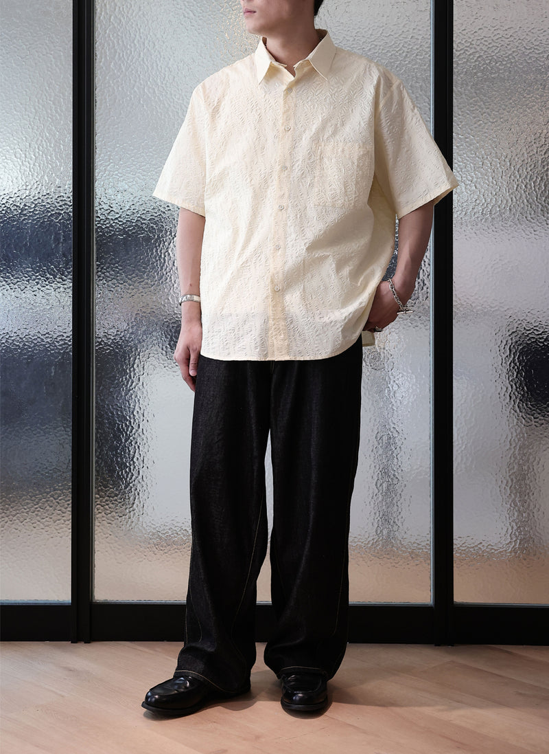 Cotton Seersucker Oversized Short Sleeves Shirt