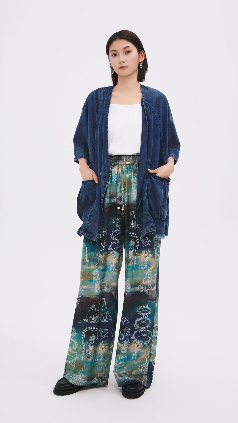 Rebuilt Denim Kimono Jacket