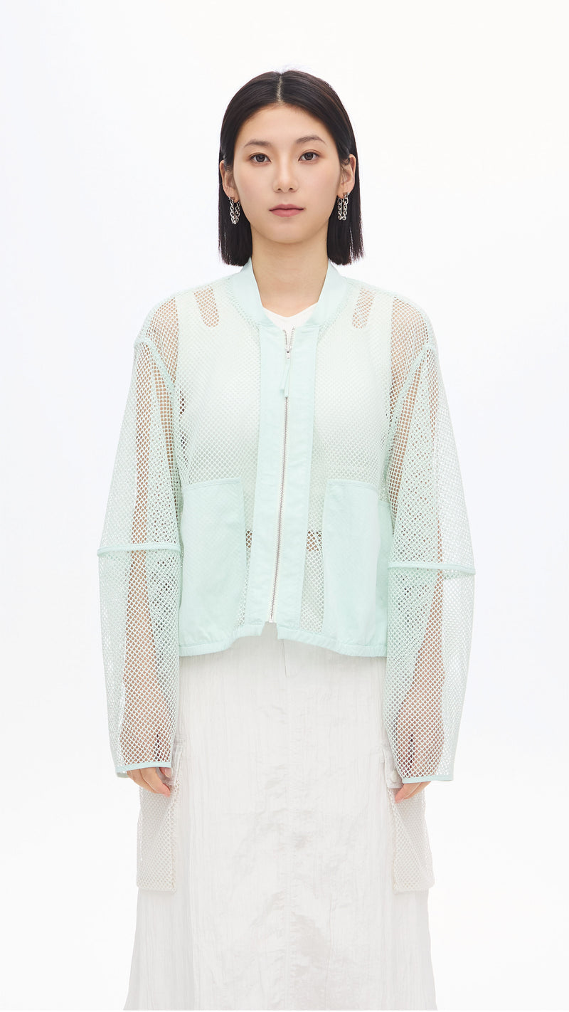 Nylon Patch Front-zip Jacket