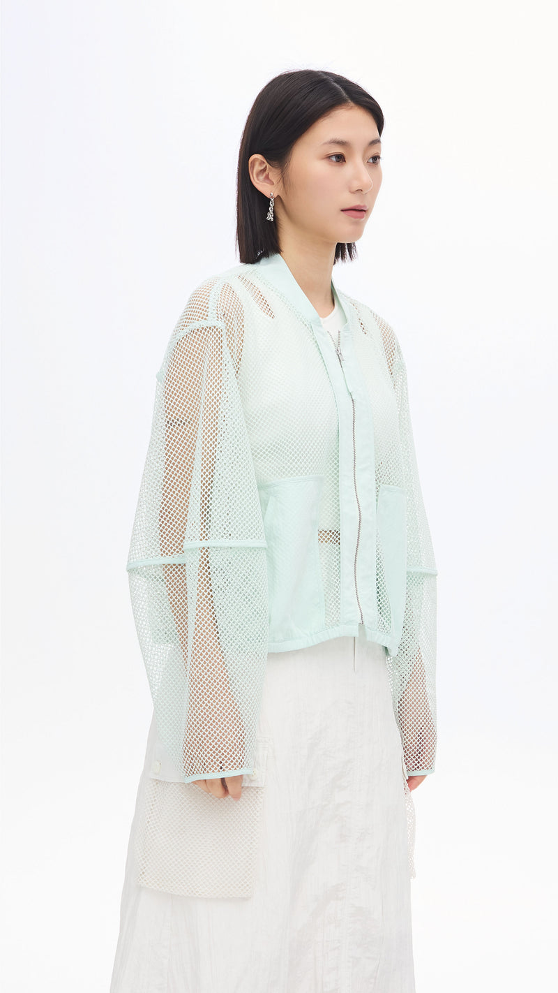 Nylon Patch Front-zip Jacket
