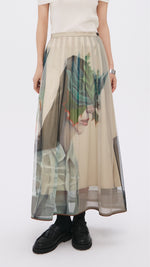 Mariko Enomoto Graphic Pleated Mesh Skirt