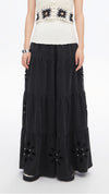 Embroidered Eyelet Tiered Jeans