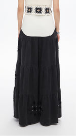 Embroidered Eyelet Tiered Jeans