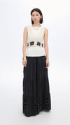 Embroidered Eyelet Tiered Jeans