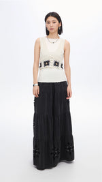 Embroidered Eyelet Tiered Jeans