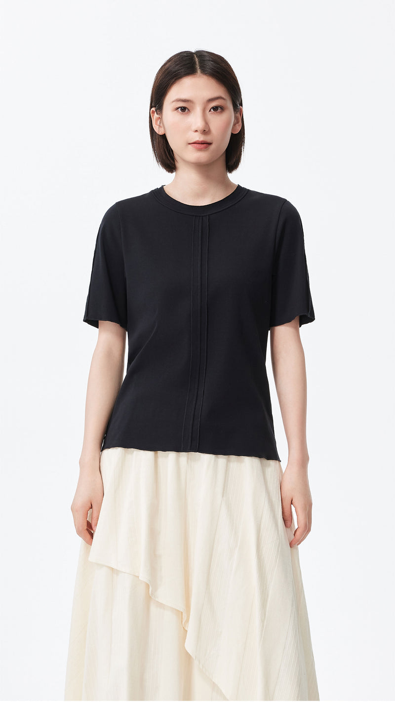 Tucks-trimmed T-Shirt