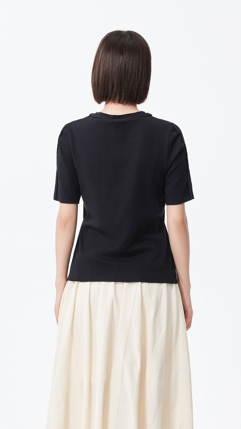 Tucks-trimmed T-Shirt