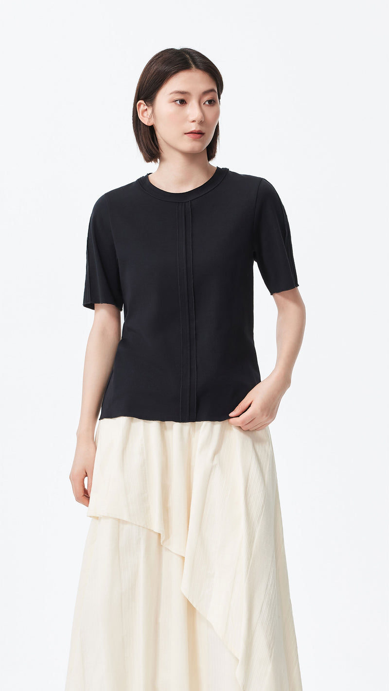 Tucks-trimmed T-Shirt