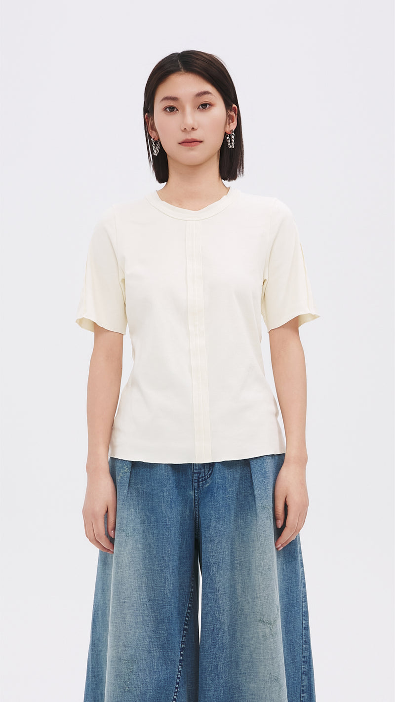 Tucks-trimmed T-Shirt