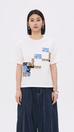 Patched Floral Embroidery Tee
