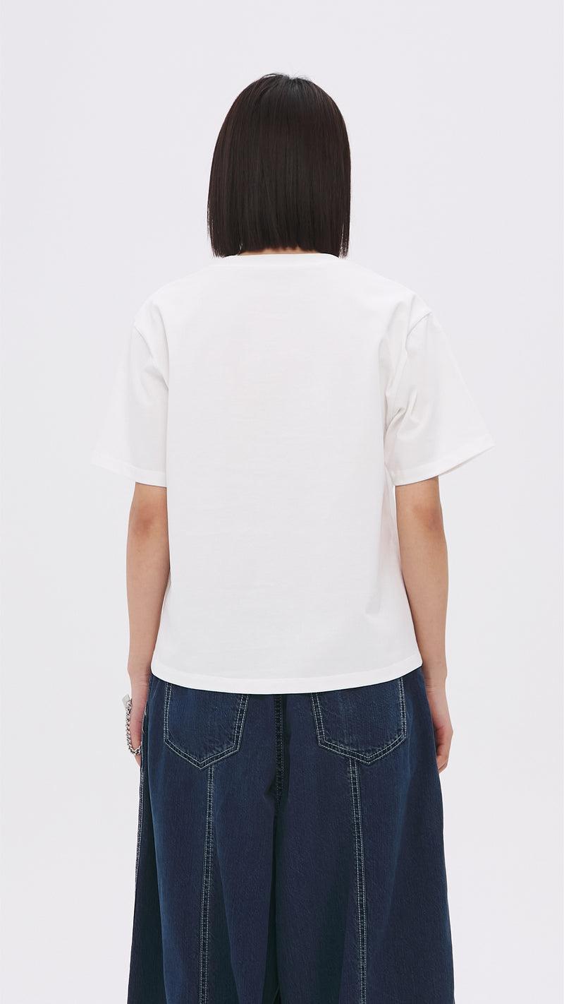 Patched Floral Embroidery Tee