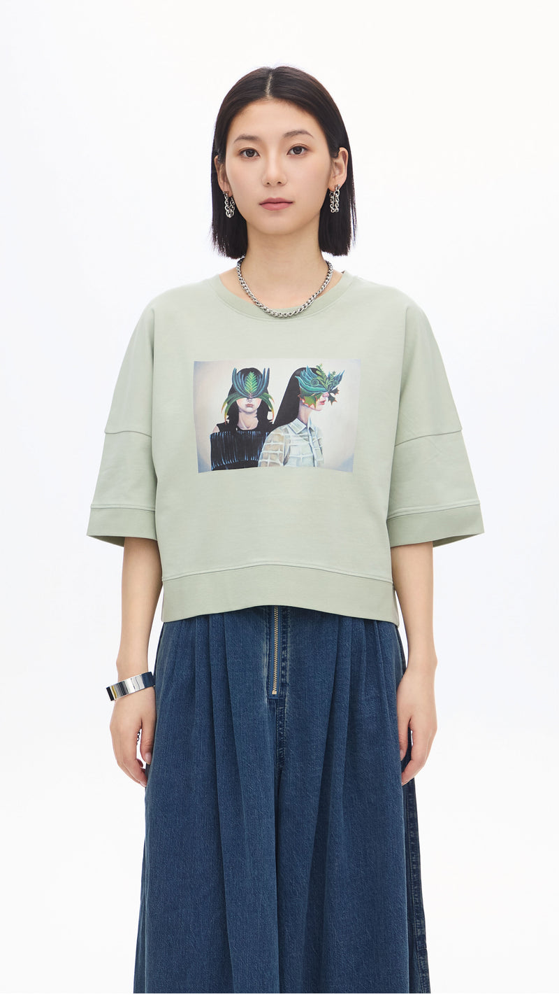 Mariko Enomoto Printed Puff-Sleeve Tee