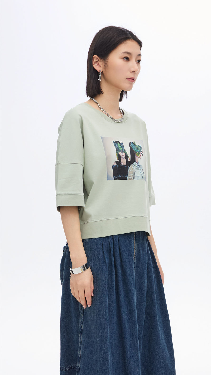 Mariko Enomoto Printed Puff-Sleeve Tee