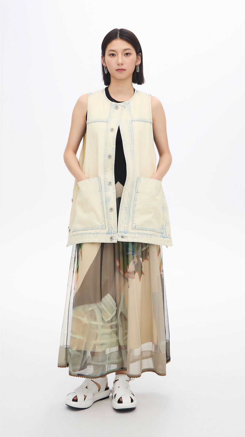 Bleach-washed Denim Waistcoat