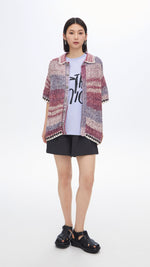 Knitted Space Dye Open Collar Cardigan
