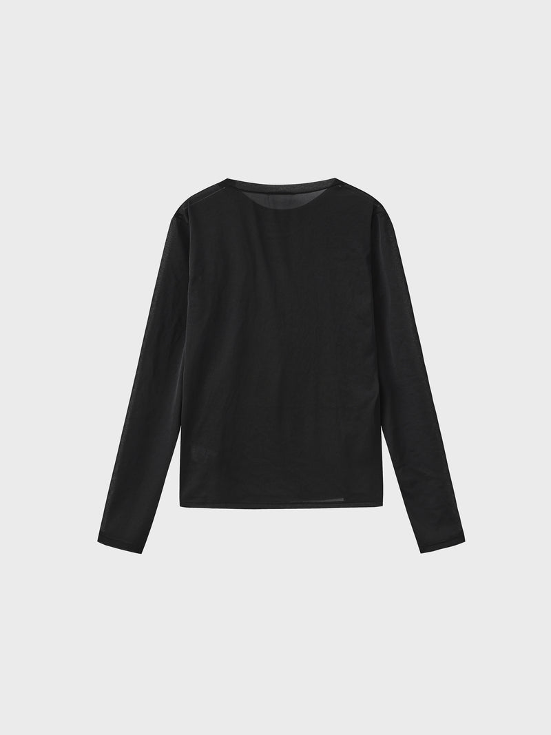 Mock-neck Sheer Top