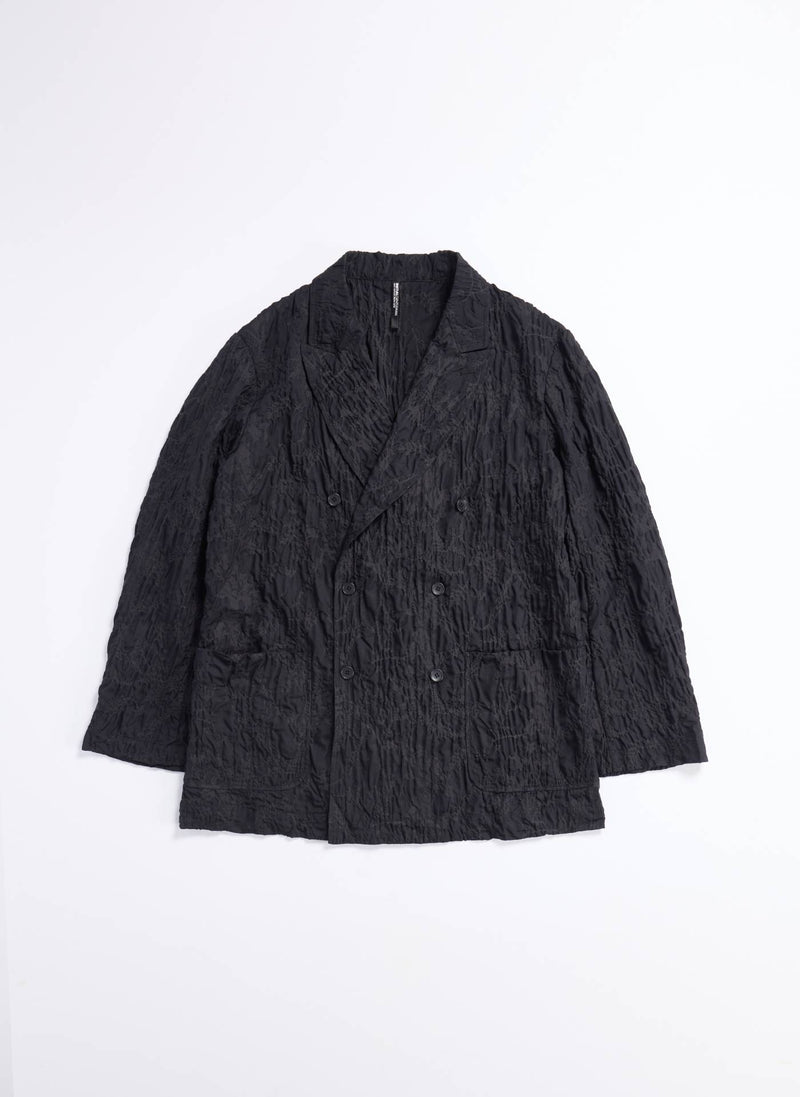 Embossed Fabric Double Breasted Blazer