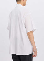 Cotton Nylon Seersucker Open Collar Shirt