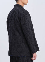 Embossed Fabric Double Breasted Blazer