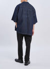 Indigo Cotton linen Denim Shirt Jacket