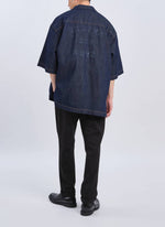 Indigo Cotton linen Denim Shirt Jacket