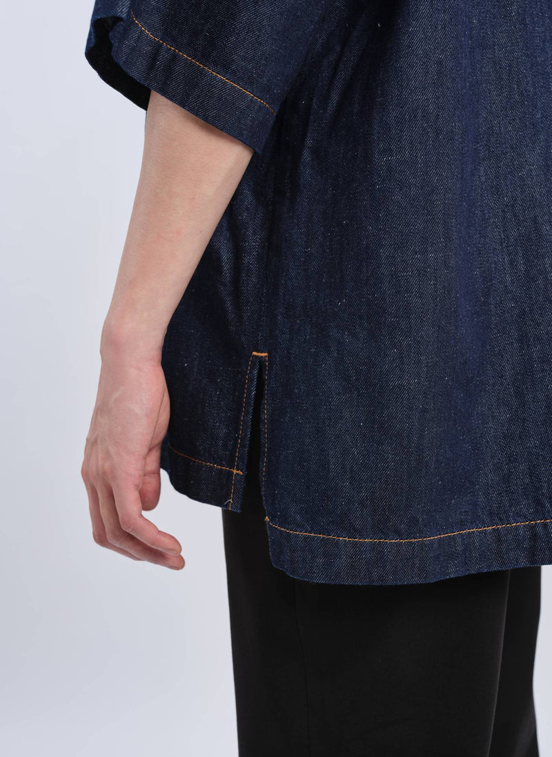 Indigo Cotton linen Denim Shirt Jacket