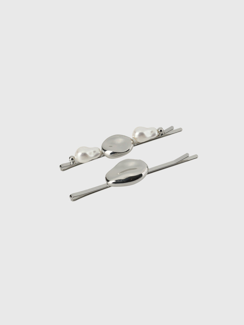 Glamour Distort Hairclip Set With Faux Pearl
