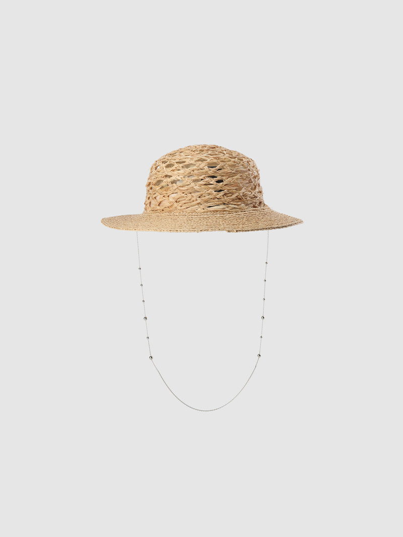 Raffia Straw Hat With Hat Chain