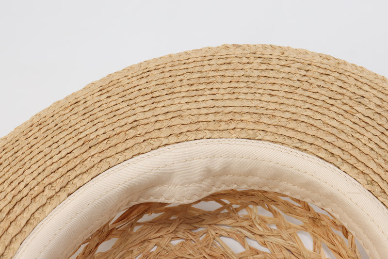 Raffia Straw Hat With Hat Chain