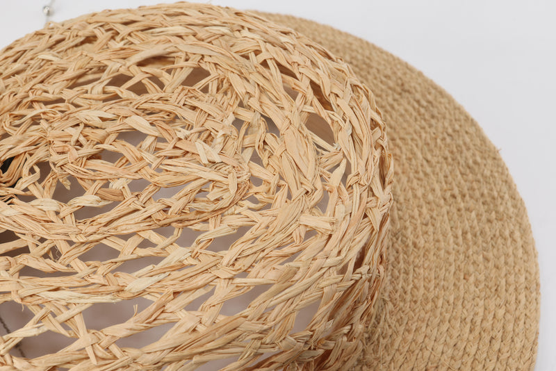 Raffia Straw Hat With Hat Chain
