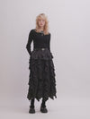 Ruffles Denim Skirt
